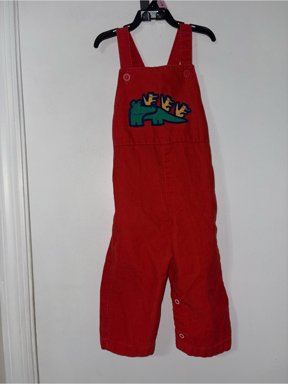 Healthtex Kids Red Corduroy Alligators Overalls 24ms vintage